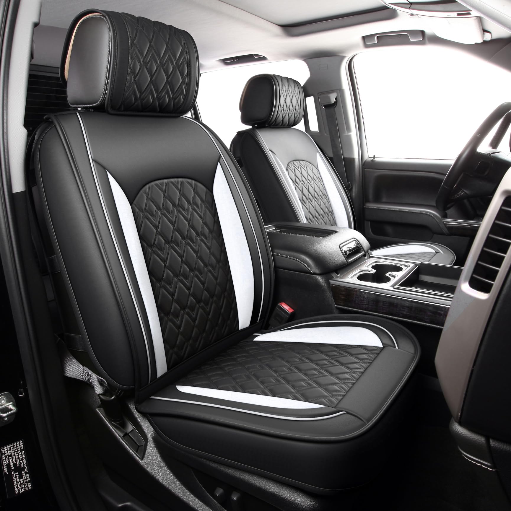 JOJOBAY Chevy Silverado Seat Covers,Leather Seat Covers for GMC Sierra,Custom Fit 2007-2024 1500 2500HD 3500HD Crew Double Extended Regular Cab,LT LZT