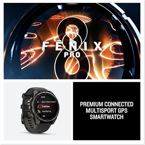 Miniatura 25 de Garmin Fenix 8 Premium Multisport GPS Running Smartwatch, 1.693 in AMOLED, con clasificación de inmersión, linterna incorporada titanio DLC gris