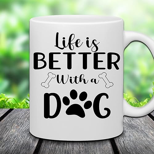 Miniatura 3 de WHIDOBE Taza personalizada para perros  Life is Better with a Dog (hombre  perro)  Tazas de café personalizadas para papá perro  Regalo