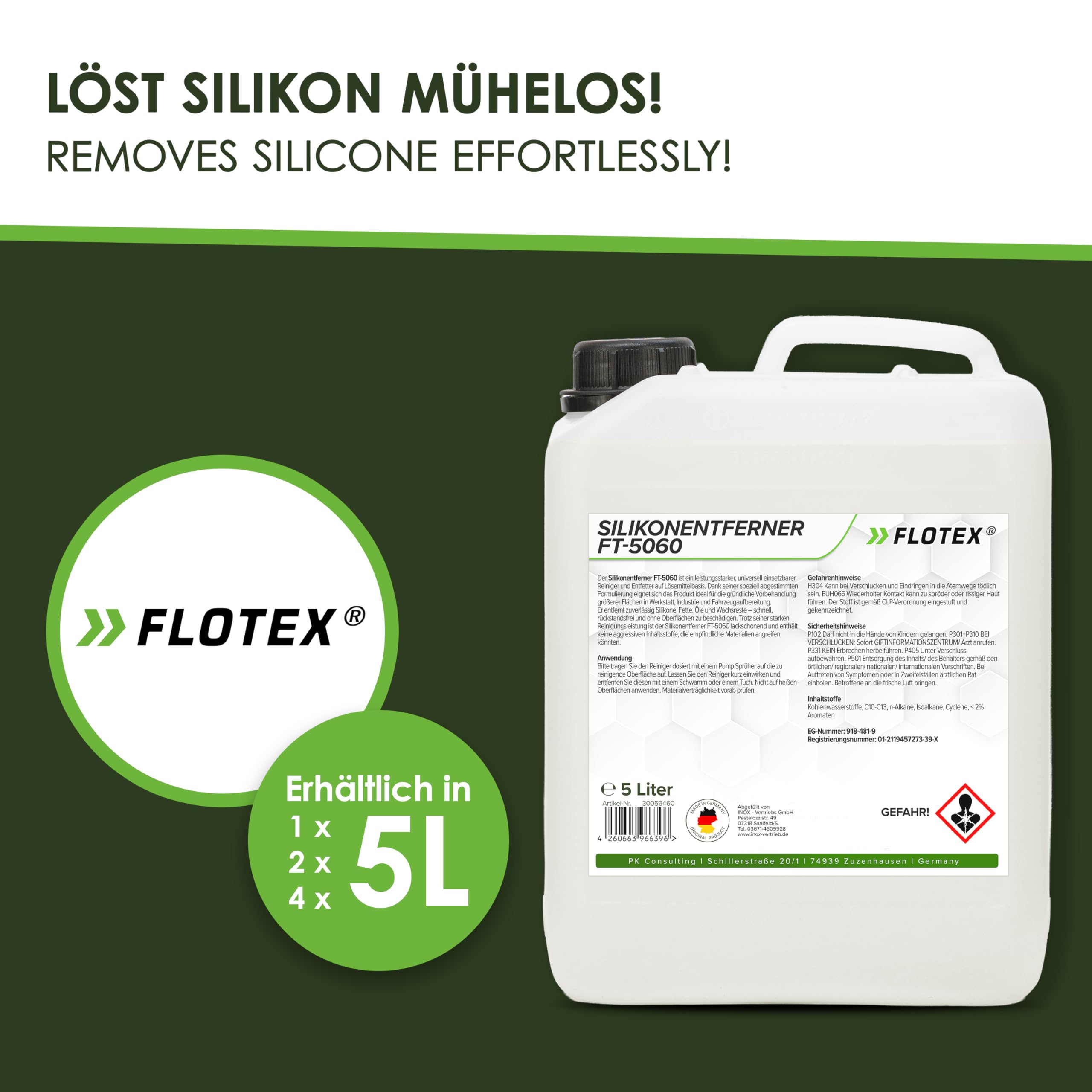 Silikonentferner 5l IFT-5060 | Wachsentferner für Autolack | Intensive Reinigung | Der Silikonreiniger entfernt problemlos Öl, Fett & Silikon | Besonders schonend