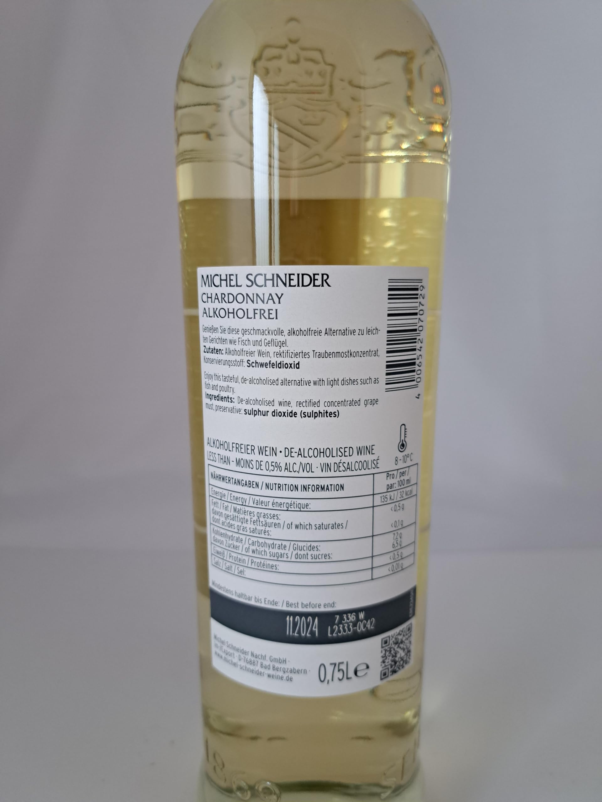 Michel Schneider Chardonnay Alkoholfreies Wein Paket 12 x 0,75 l