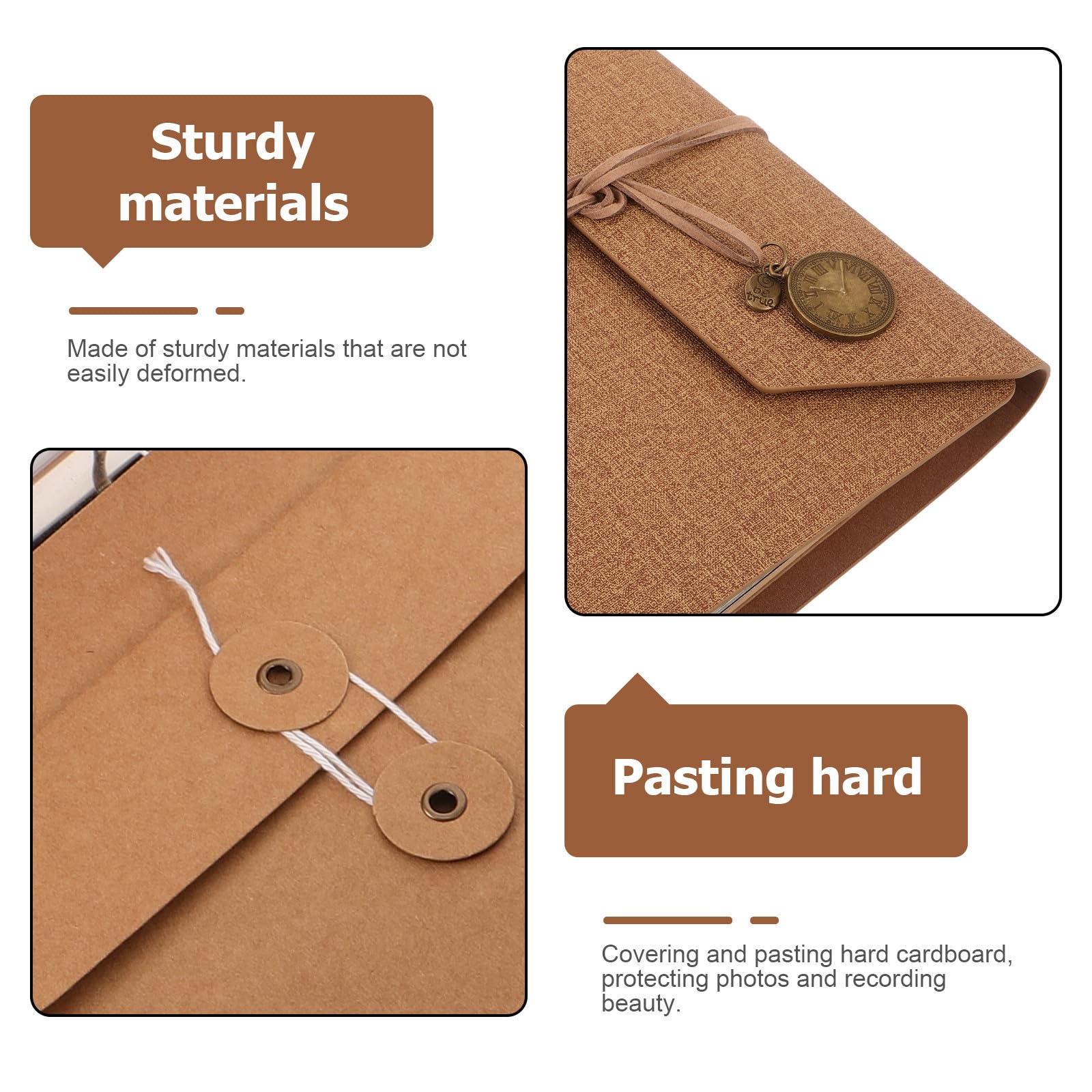 Selbstgemacht Scrapbook Fotoalbum mit Umschlagseiten, Pu Ringbuch, Khaki | Loseblatt Album, 30 Schwarze Kartonblätter und 20 Kraftpapierseiten, für Kreative Erinnerungen, Babyparty
