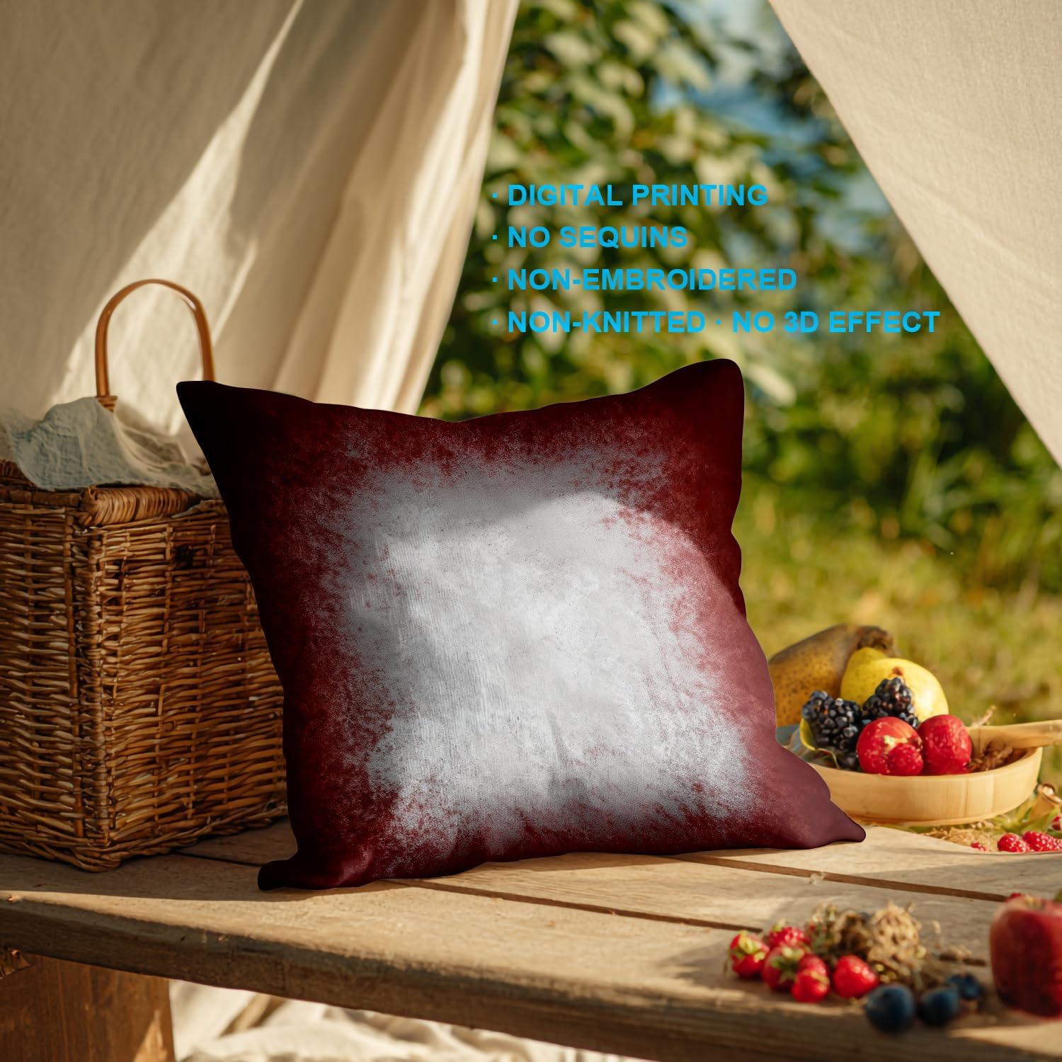 Shrahala Grey Abstract Tie Dye Outdoor Throw Pillow Cover, Dark Red Modern Abstract Art Maroon Square Indoor Pillows Water Resistant Linen for Bedroom Living Room Set of 2 (24 X 24 in)