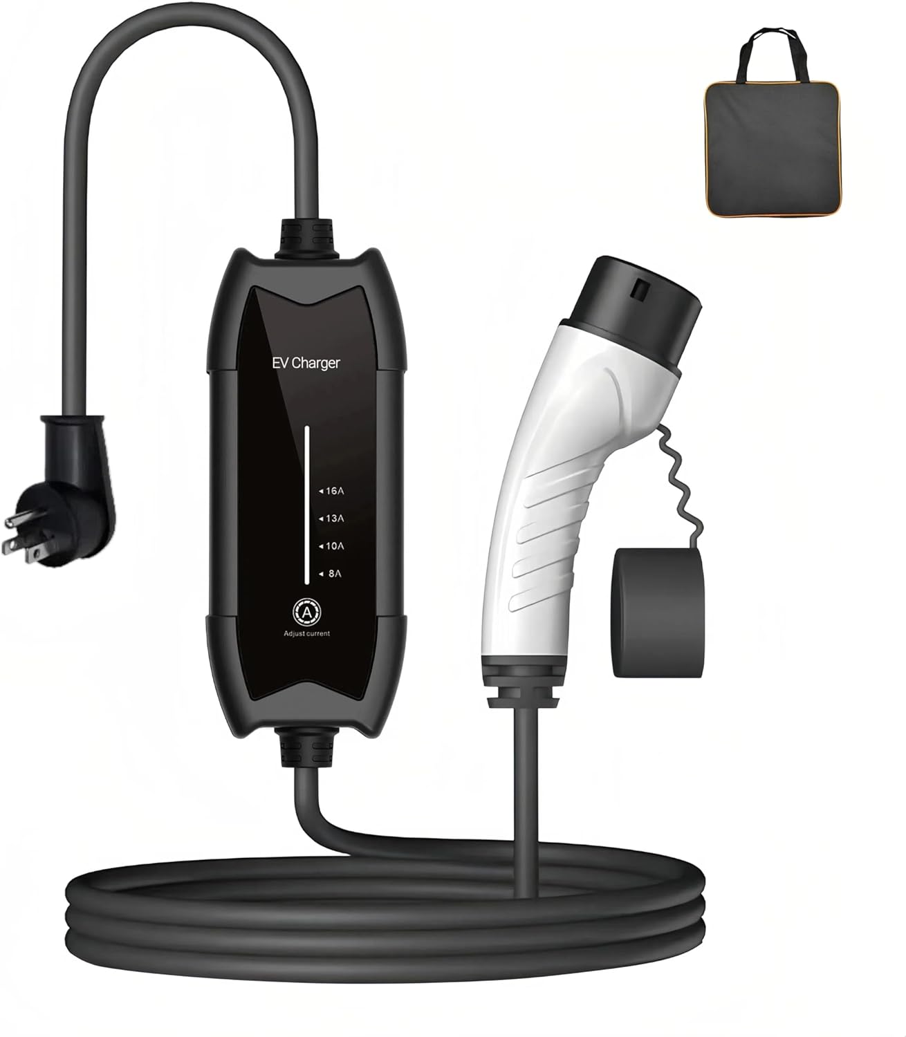 Mobile Home EV Charging Station Type 2 to NEMA 5-15P Plug, Portable EV Charger 16A 110VAC, Single Phase, 5m