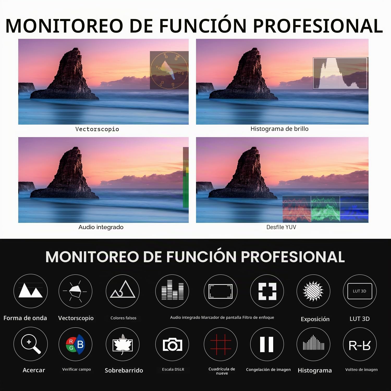 FEELWORLD FW568 V3 Monitor de Campo de cámara 4K de 6 Pulgadas, Full HD 1920x1080 3D LUT DSLR Cámara Monitor con batería de 2800 mAh Batería portátil Sunshine Hood HDMI con Entrada