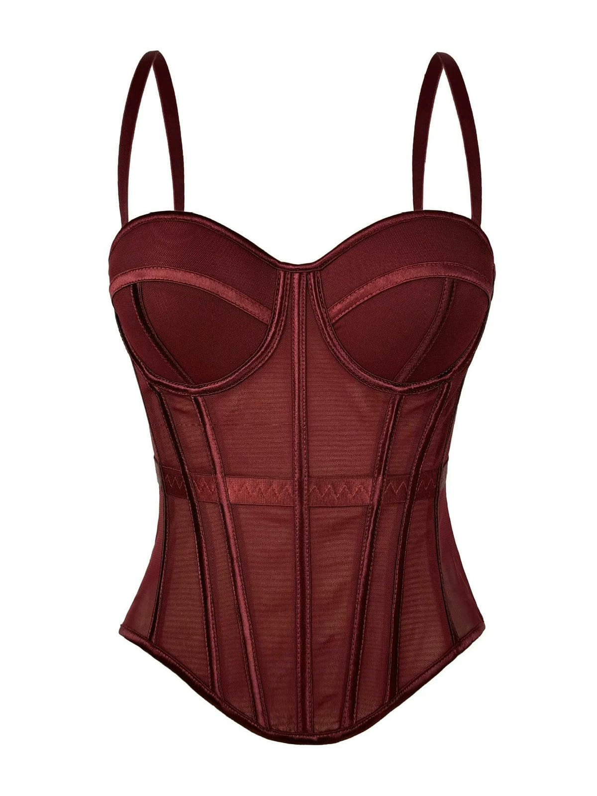 Ceinture amincissante Femme Bustino da Donna Sexy in Rete Trasparente A Vita, Elegante Modellante Donna, Corsetto Ragazza Sottile, Sera, Raccolto, Top Corto per Il Corpo-nero-40