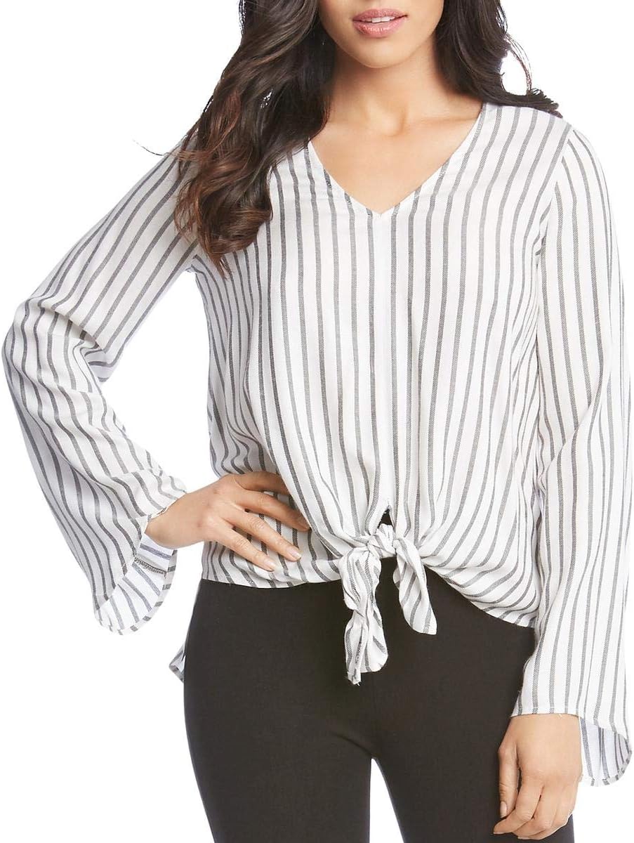 Womens Flare Sleeve Pullover Blouse, Black, Medium