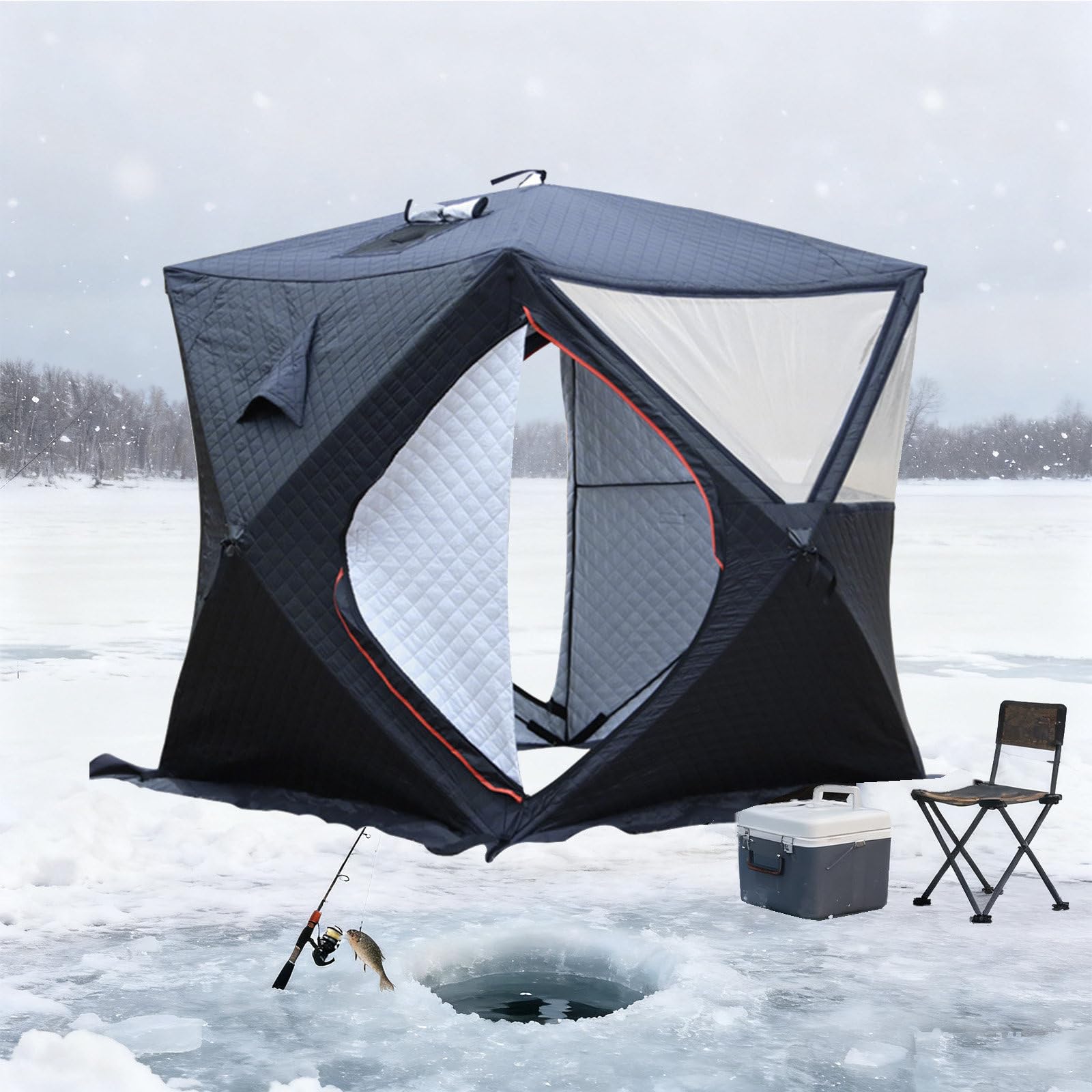Portable Outdoor Sauna Tent For 3-4 People - Foldable Insulated Ice Fishing Tent With Stove Chimney, Waterproof, Suitable For All-Weather Camping Or Home Use, Easy To Set Up. blacksauna