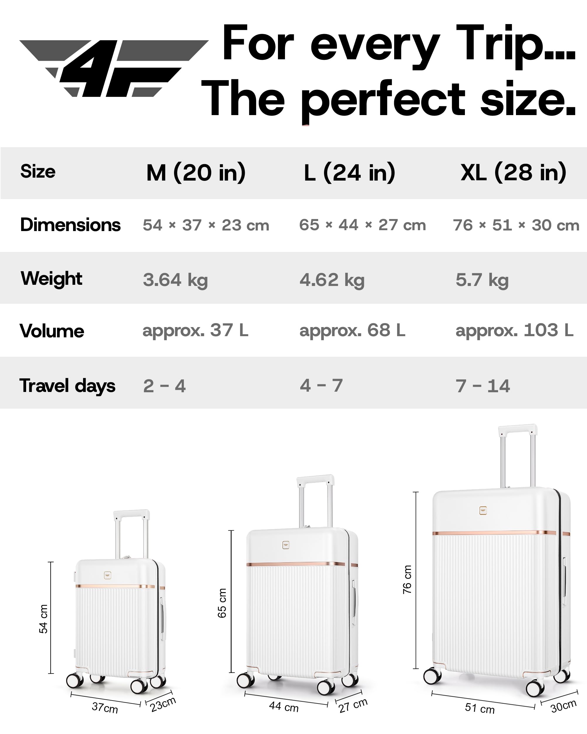 Lekka Premium Walizka Podróżna z Twardą Obudową XL, Duża 76 cm, 103L, Duży Trolley z Zamkiem TSA, 4 Podwójne Koła Spinner i Aluminiowa Rączka Teleskopowa, Bagaż Rejestrowany