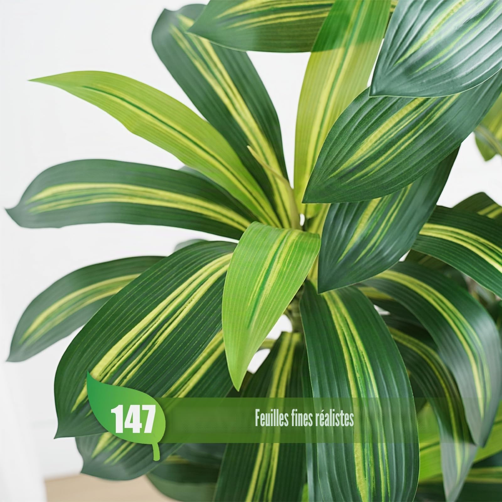 Plante Artificielle Dracaena 210cm Fausse Plante Interieur avec Grand Planteur Blanc pour Plantes Artificielles Interieur Exterieur Plante Artificiel pour Decoration Maison Bureau Jardin Deco