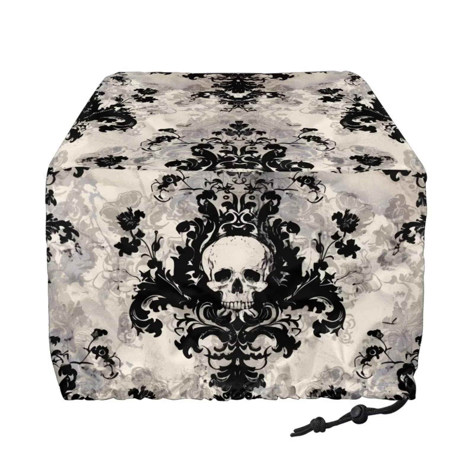 SAJJWHHR Vintage Flowers Skull Print Toaster Cover, 4 Slice Dustproof Bread Machine Protection, Anti-Splash Waterproof Bread Maker Covers Kitchen Appliance Toasters Dust Cover for Home
