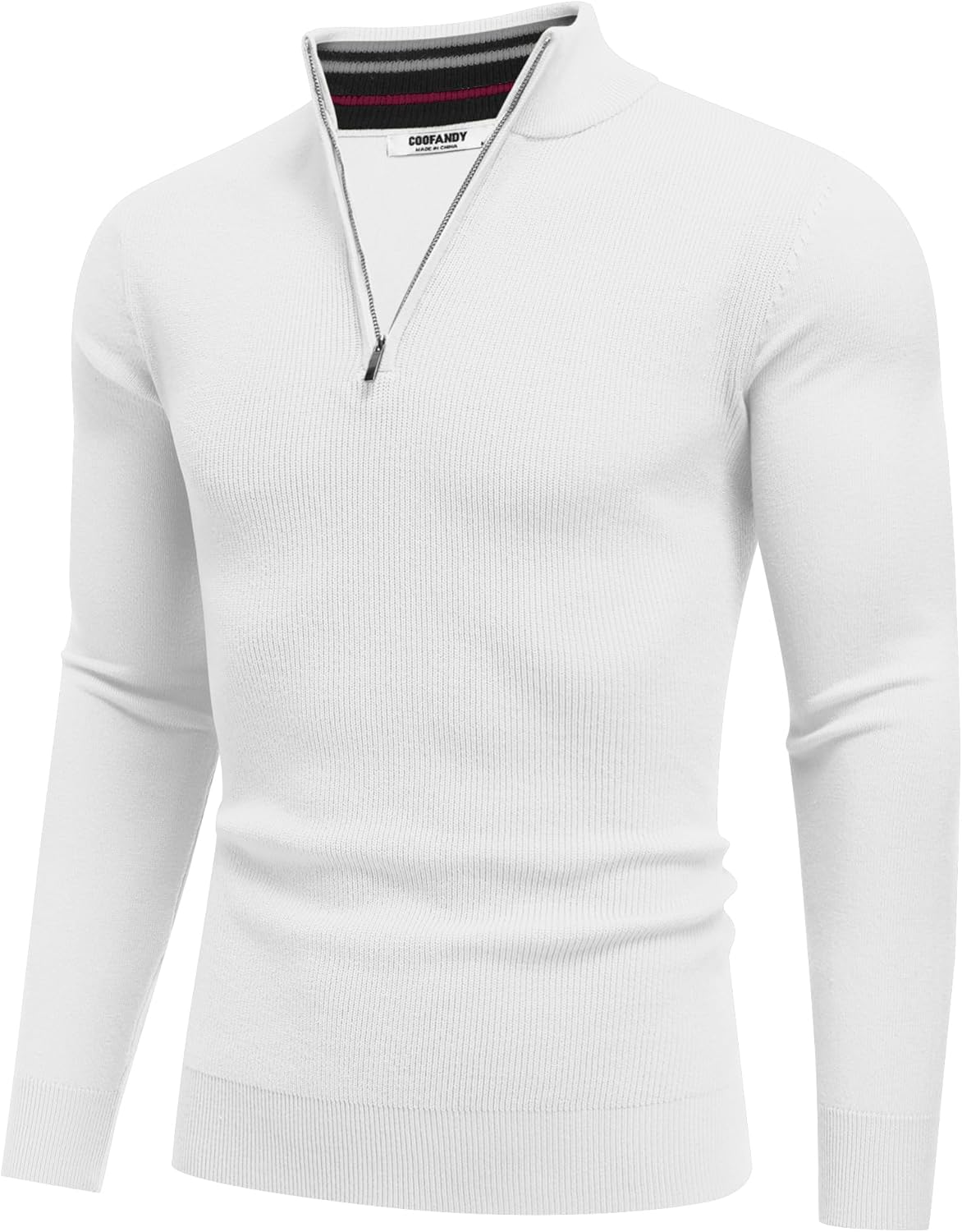 COOFANDY Quarter Zip Pullover Men Slim Fit Stretchy Ribbed 1/4 Zip Sweaters Business Casual Sweater - Image 6