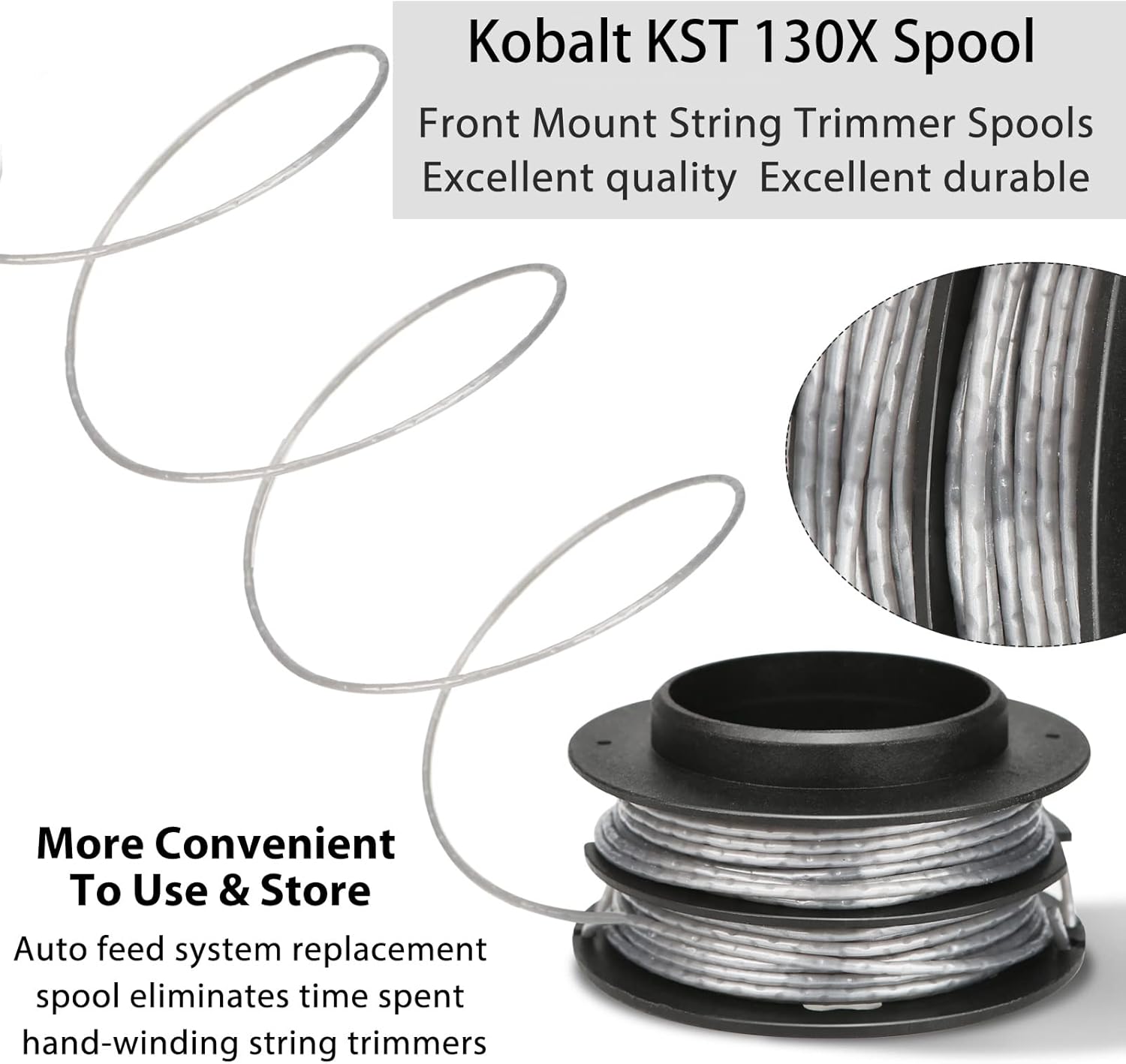 THTEN KST 130X Spool Trimmer line 17ft 0.080" Compatible with Kobalt 40-Volt String Trimmer Models 2905303,KST 130X-06, Item Number 796787,831145 4 Pack