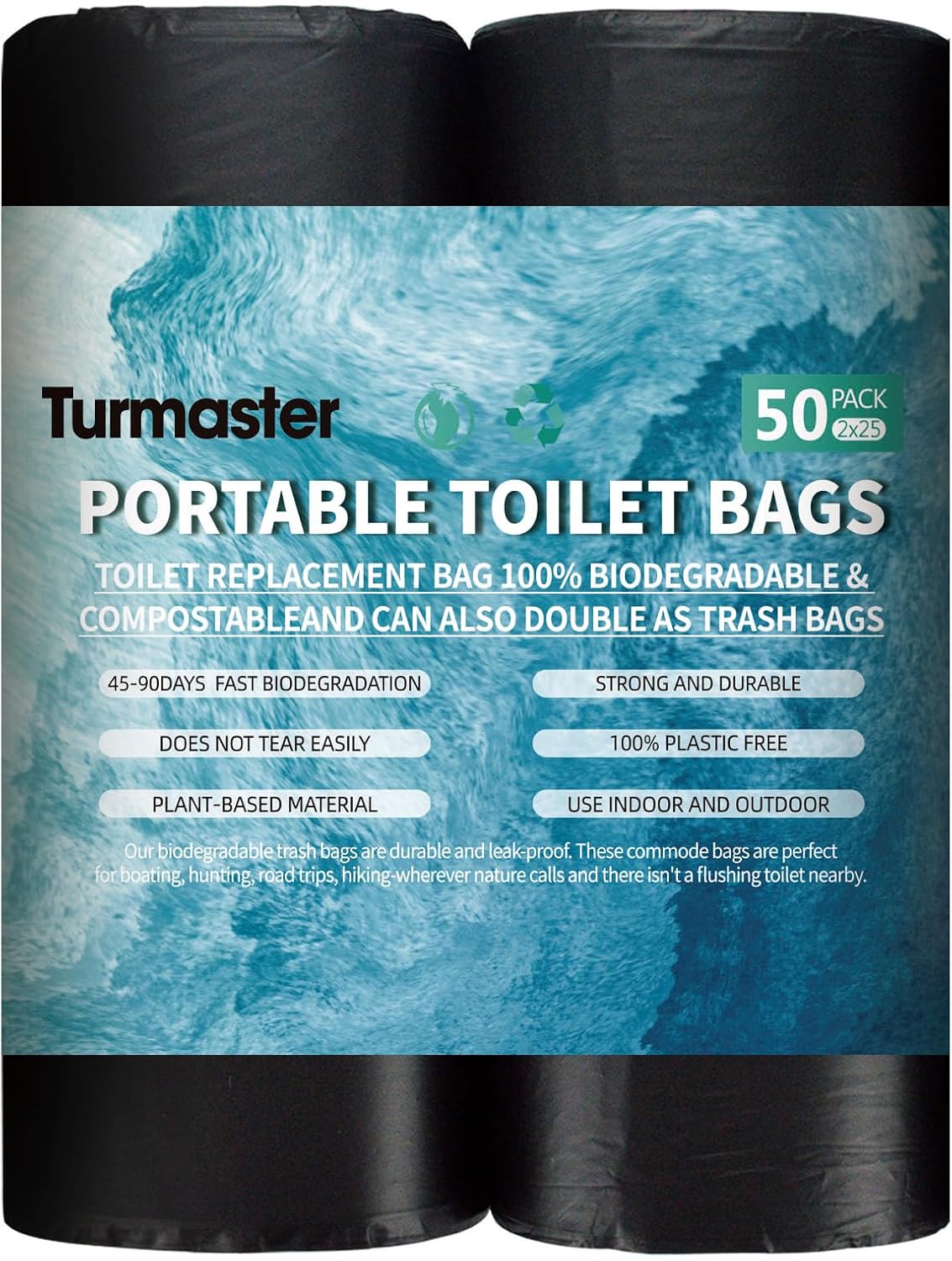 25/50 / 75 Pcs Portable Camping Toilet Bags,5 Gallon Compostable Toilet Replacement Bags for camping toilet, portable potty bags for Outdoor Camping