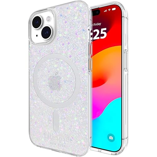 kate spade new york iPhone 15 Case / iPhone 14 Case / iPhone 13 Case, Compatible with MagSafe - Chunky Glitter Iridescent
