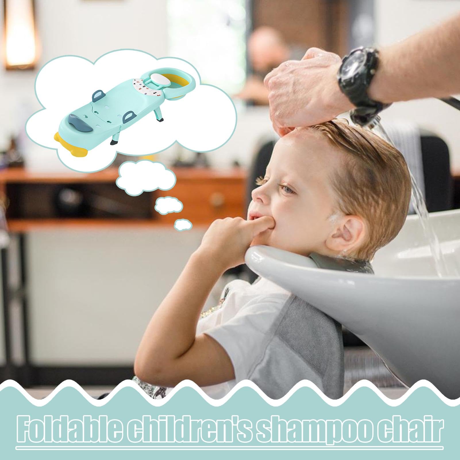 Kinder-Shampoo-Stuhl – faltbarer, verstellbarer Kinder-Badesitz | Tragbarer Kinder-Shampoo-Stuhl mit Shampoo-Becken | Anti-Rutsch-Kopf-Haarspüler, Salonstuhl für 0–10 Kinder