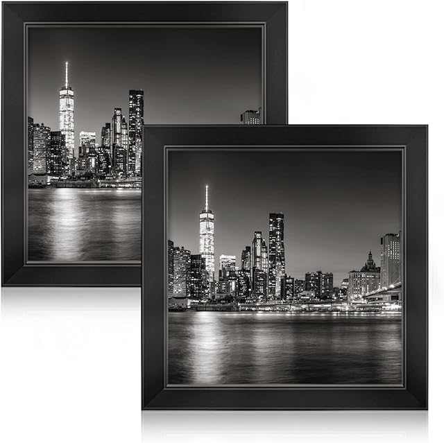 Annecy 4x4 Picture Frame Black2 Pack, 4 x 4 Picture Frame for Wall or Desktop Decoration, Classic Black Minimalist Style Suitable for Decorating Houses, Offices, Hotels