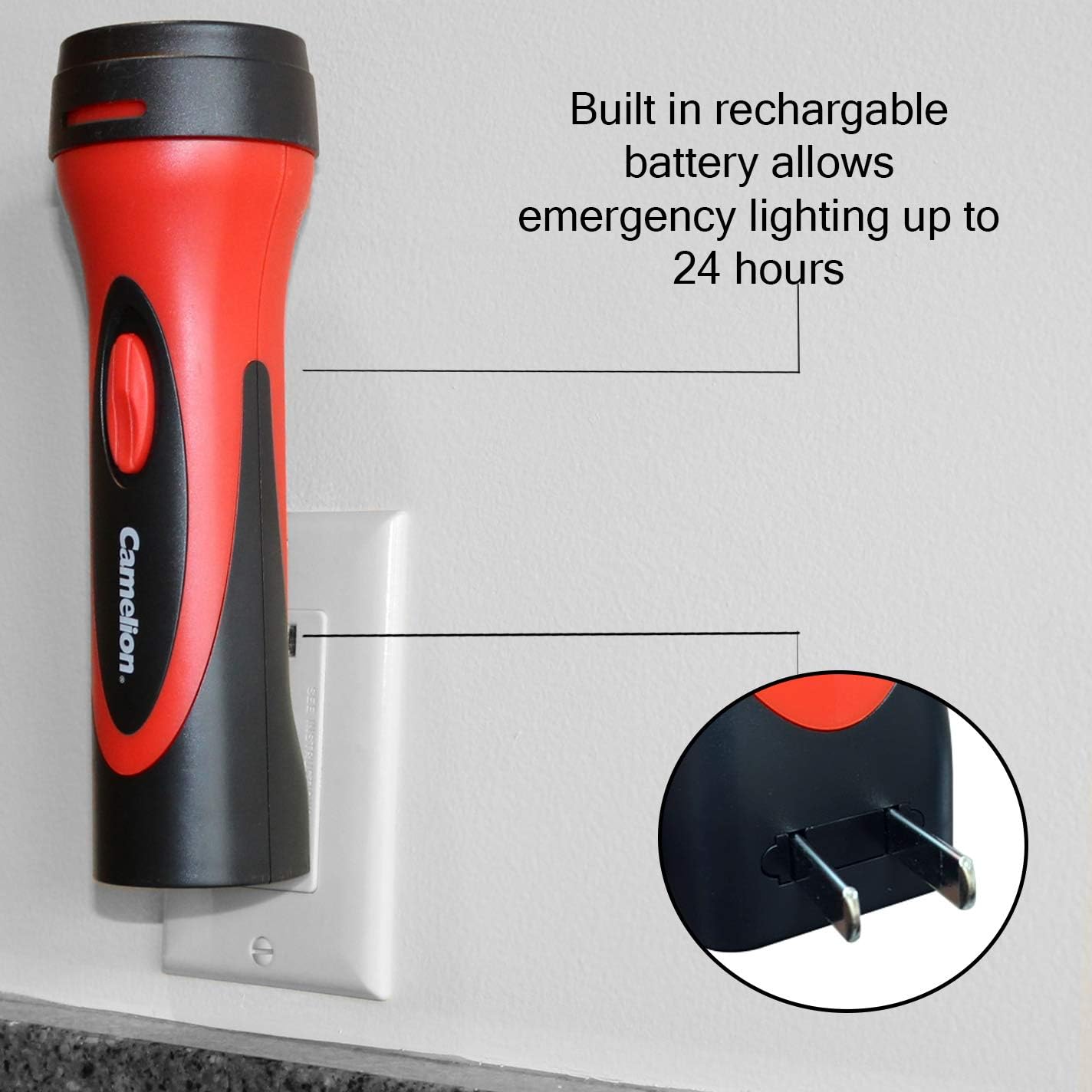 Camelion 6 LED Plug in Rechargeable Emergency Blackout Flashlight- up to 24 Hours of Continuous Lighting (2 Count)