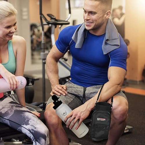 Miniatura 9 de NATURE PIONEOR Botellas de agua aisladas con pajilla, botella de agua de acero inoxidable de 243240 onzas con soporte, portadorfunda, reutilizable,