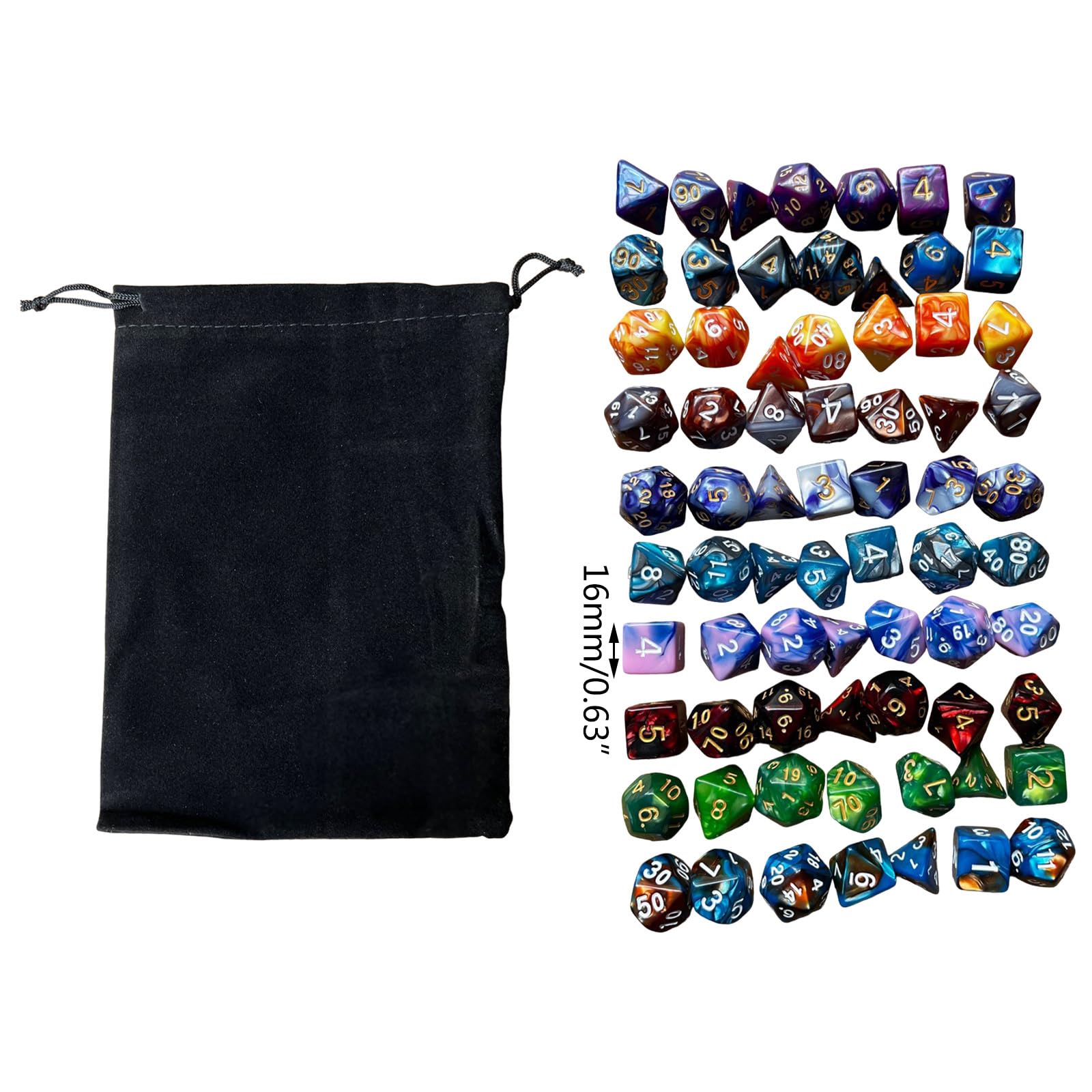 70 dadi poliedrici multilato in acrilico, 10 colori, adatti per giochi di ruolo