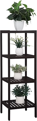 Miniatura 6 de SONGMICS - Estante de bambú de 4 niveles, estante estrecho, de almacenamiento multifuncional, esquinero, para cocina, sala, dormitorio, entrada,