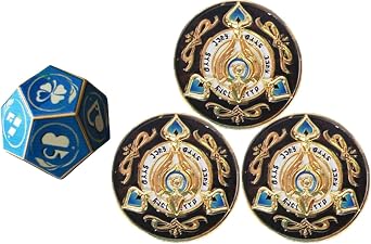 Collapse Star Rail Aventurine Coin Chip Dice Cosplay Accessory Set, 3D, Embossed, All Metal Material, Character Accessory, Cosplay Tool, Collection, Present