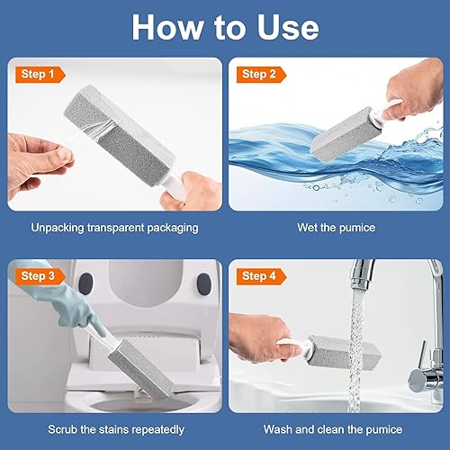 Miniatura 4 de Piedra pómez para inodoro con asa, paquete de 5 limpiadores de piedra pómez para inodoros, inodoros de agua dura, removedor de anillos para limpiar
