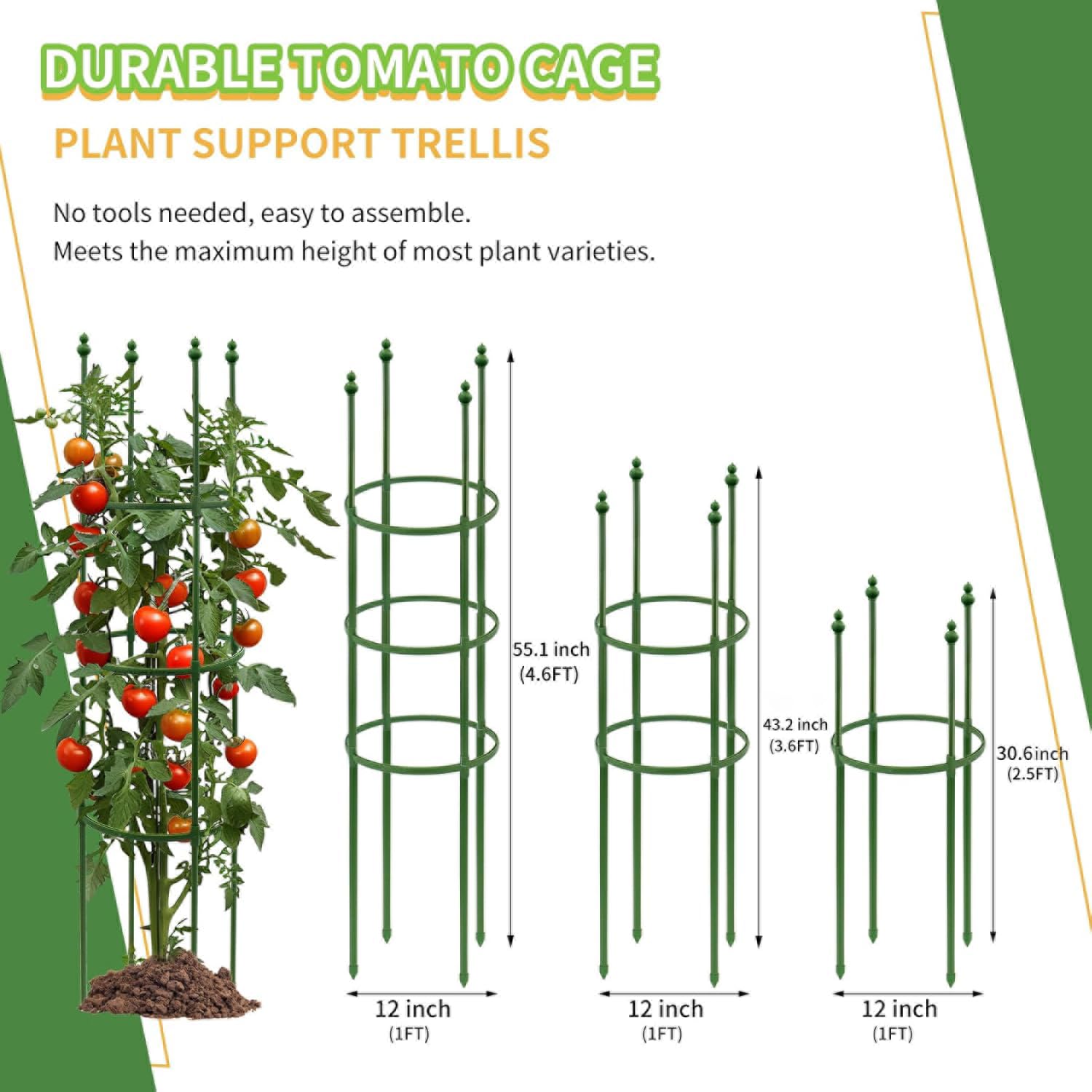 G-LEAF 3 Stück Garten Rankhilfe Tomatenkäfig Pflanzenstütze Obelisk Klettergerüst Spalier| Rankgitter Kletterhilfe| Kletterpflanzen,Tomaten,Rosen (140 cm)