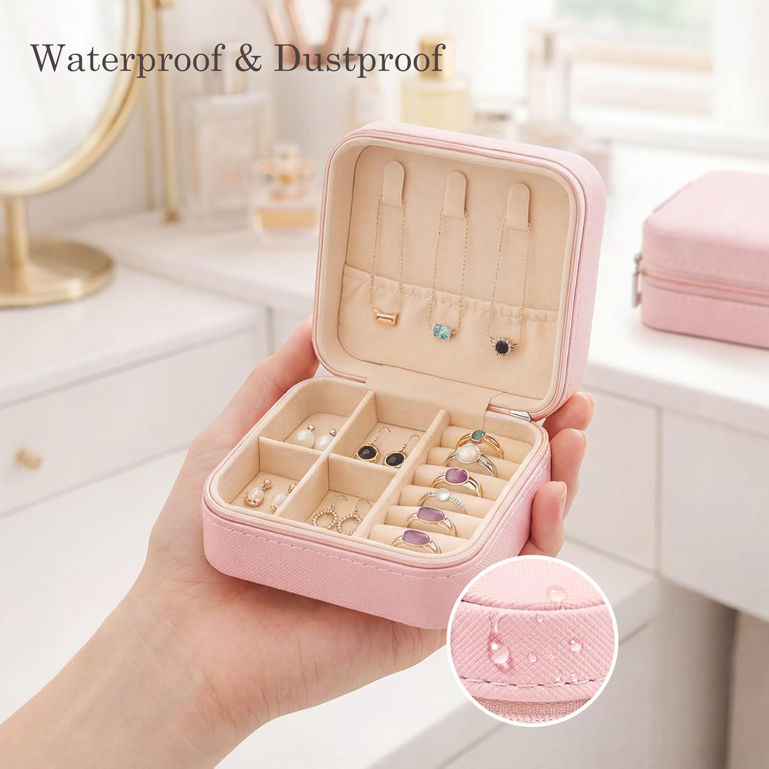 Easytle 24 Pcs Travel Jewelry Box Exquisite Travel Jewelry Case Portable Jewellery Storage Holder Organizer Box Small Jewelry Organizer for Rings Earrings Necklaces Pendants Bracelets Watches