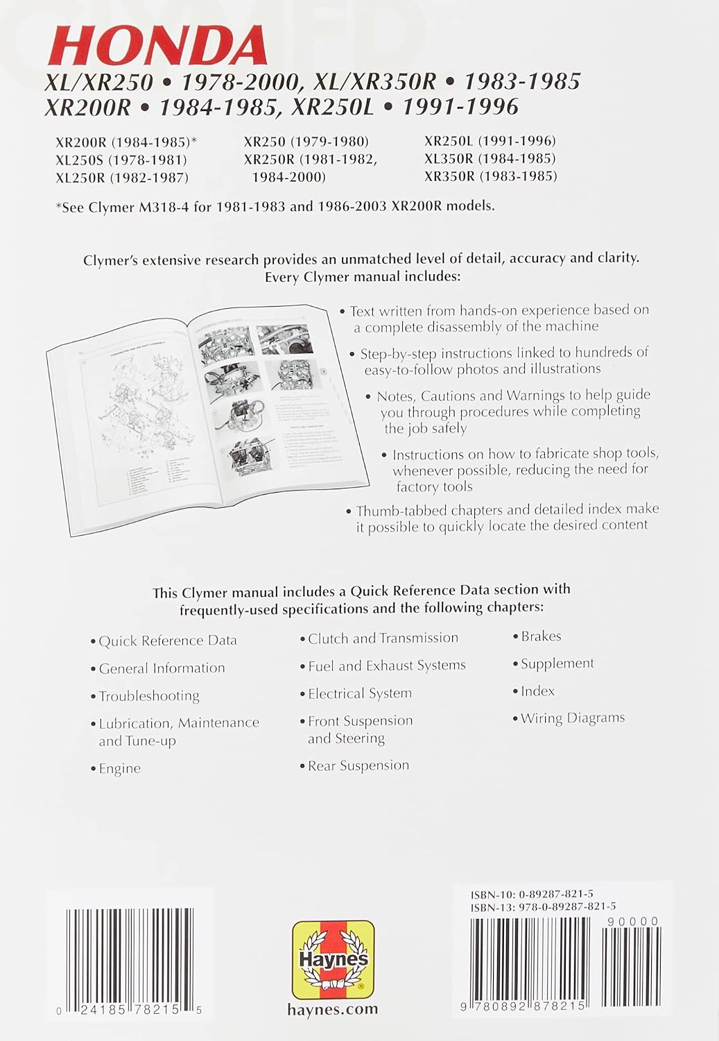Honda XL/XR250 1978-2000 XL/XR350R 1983-1985 XR200R (Clymer Motorcycle Repair Manual)