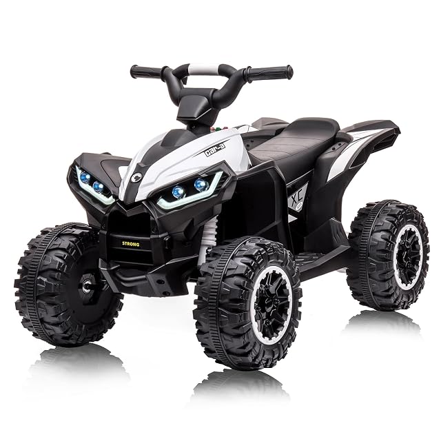 12 V Quad eléctrico para niños, coche eléctrico para niños, ATV con música, claxon, faro LED, 83 x 53 x 56 cm