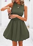 PRETTYGARDEN Robes d'été pour femmes 2026 Réservoir sans manches occasionnel Mini Robe courte Col d'équipage Bubble Sundress avec poches