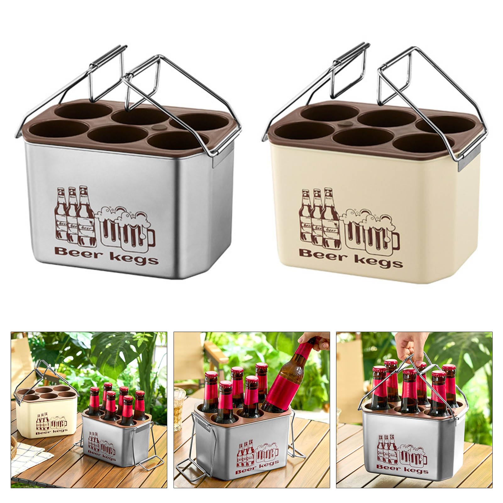 Refrigeratore portatile per bevande in acciaio inox, refrigeratori per birra, lattine e portabottiglie isolati per feste e picnic