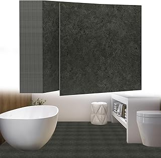 UISEBRT Selbstklebend Bodenfliesen 27 Stück 2,51m² PVC Bodenbelag Vinylboden Betonoptik Klebefliesen Meterware Fliesenoptik für Küche Bad Flur Wohnbereich 30×30cm 【Modell H】
