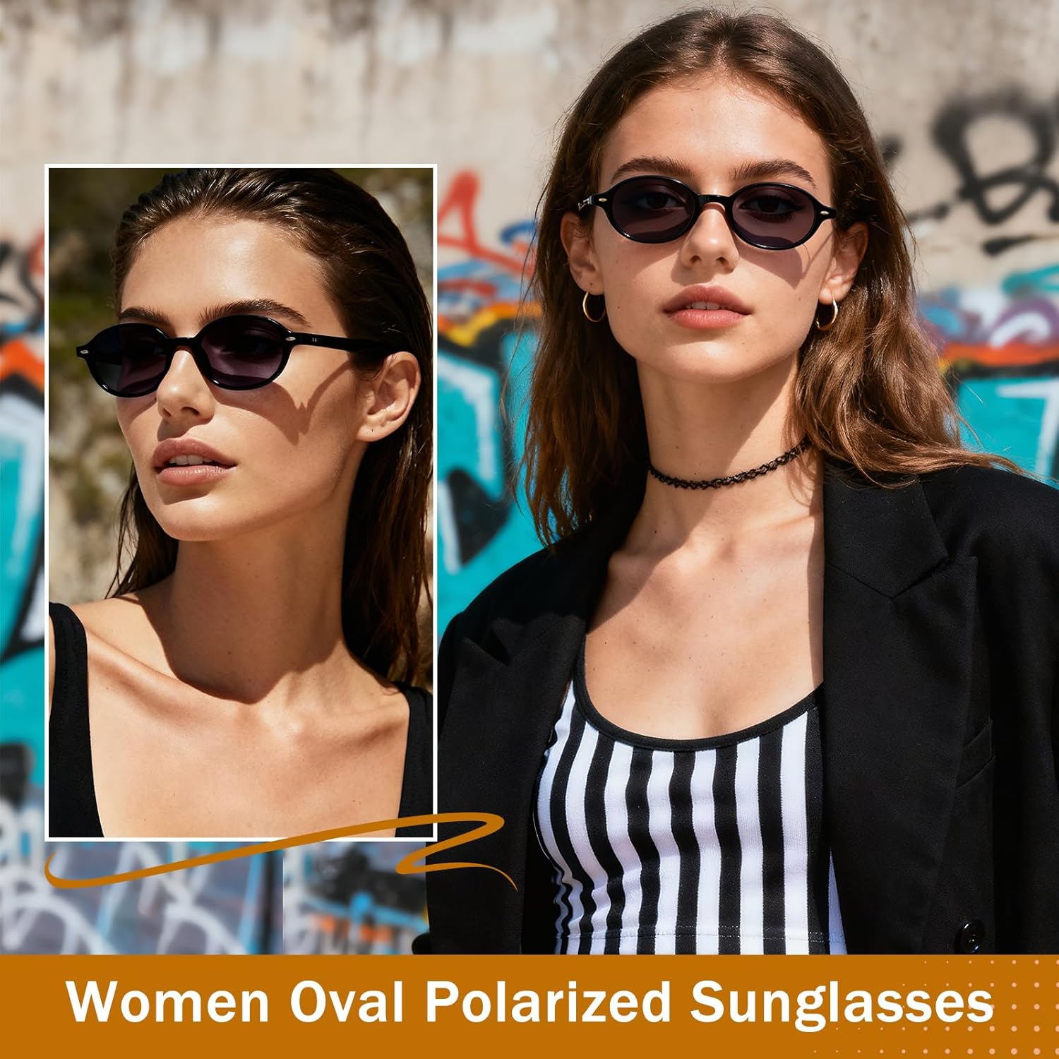 POLARKING Retro Oval Sunglasses for Women Men Trendy Designer Small Sun Glasses 90s Vintage Shades - Image 4