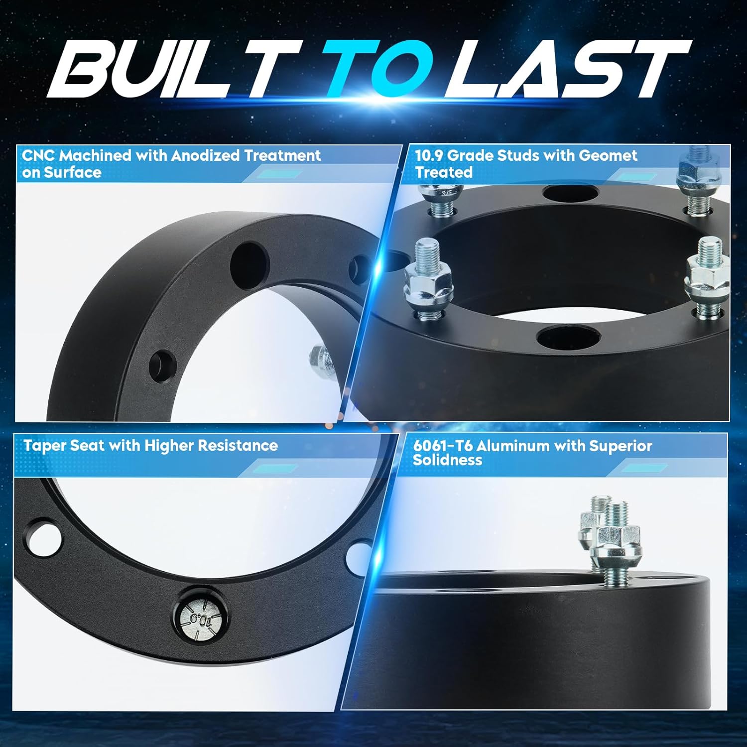 ILONPA 4pcs 4x156 2 inch (50.8mm) ATV Wheel Spacers w/ 131mm Bore Compatible with Polaris Ranger RZR Sportsman Xplorer 400 500 600 700 800 3/8"-24 Studs, Not Hubcentric Wheel Adapters