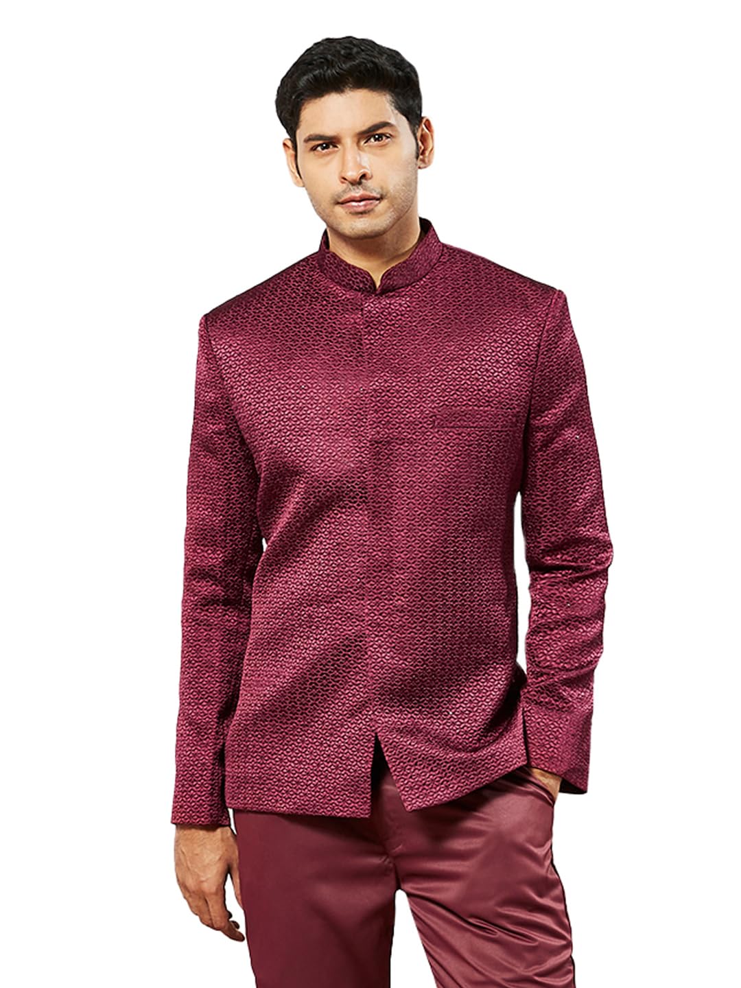 vastramay Men's Silk Blend Jodhpuri - Slim-Fit Jodhpuri Jacket for Men - Mandarin Collar, Metal Buttons, Curved Hem & Welt Pocket, Elegance for Festivals & Events-picture-17
