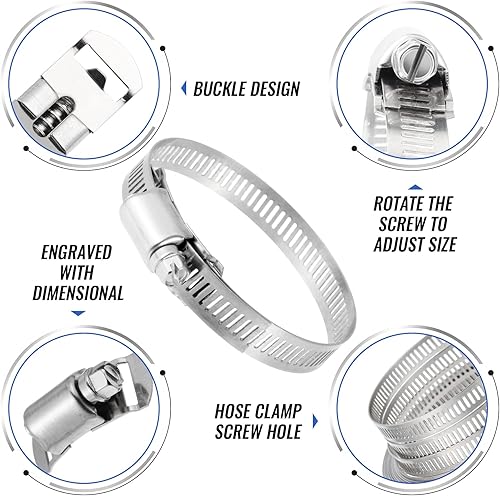 Miniatura 3 de Abrazadera de manguera de acero inoxidable de 24 pies y tijeras de correa de metal ajustable resistente, tijeras industriales con abrazaderas de