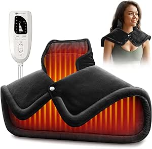 CooCoCo Heating Pad for Neck and Shoulders and Back, Gifts for Elderly Nurse Mom Dad Grandparents, FSA HSA Eligible Heated Neck Wrap, Weighted Heat Pad for Neck Shoulder Pain Relief, 6 Heat Settings
