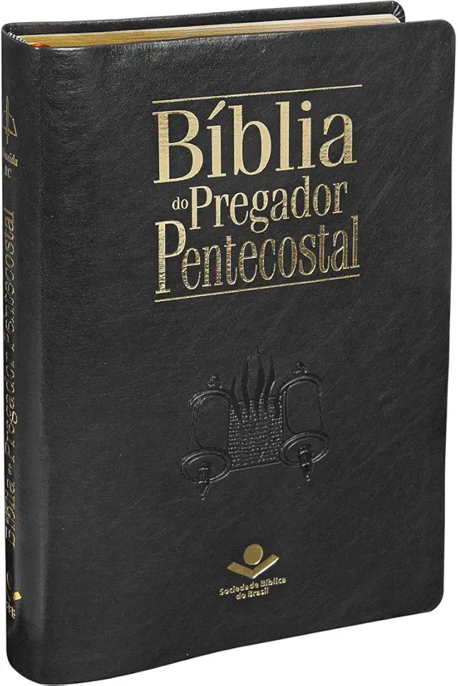 Bíblia do Pregador Pentecostal ARC com índice | SBB | Bíblia do Pregador Pentecostal - Capa em couro sintético, preto nobre, índice: Almeida Revista e Corrigida (ARC)