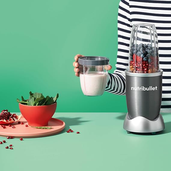 NutriBullet 18 Ounce Short Cup with Standard Lip Ring, Clear/Gray (NBM-U0269)