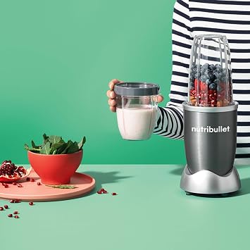 NutriBullet 18 Ounce Short Cup with Standard Lip Ring, Clear/Gray (NBM-U0269)