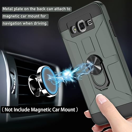 Miniatura 3 de Jeylly Funda Galaxy Sky, funda para Galaxy J3 2016J3 V, Galaxy ExpressAmp Case, Galaxy Sol, funda a prueba de golpes, doble capa Armor Defender