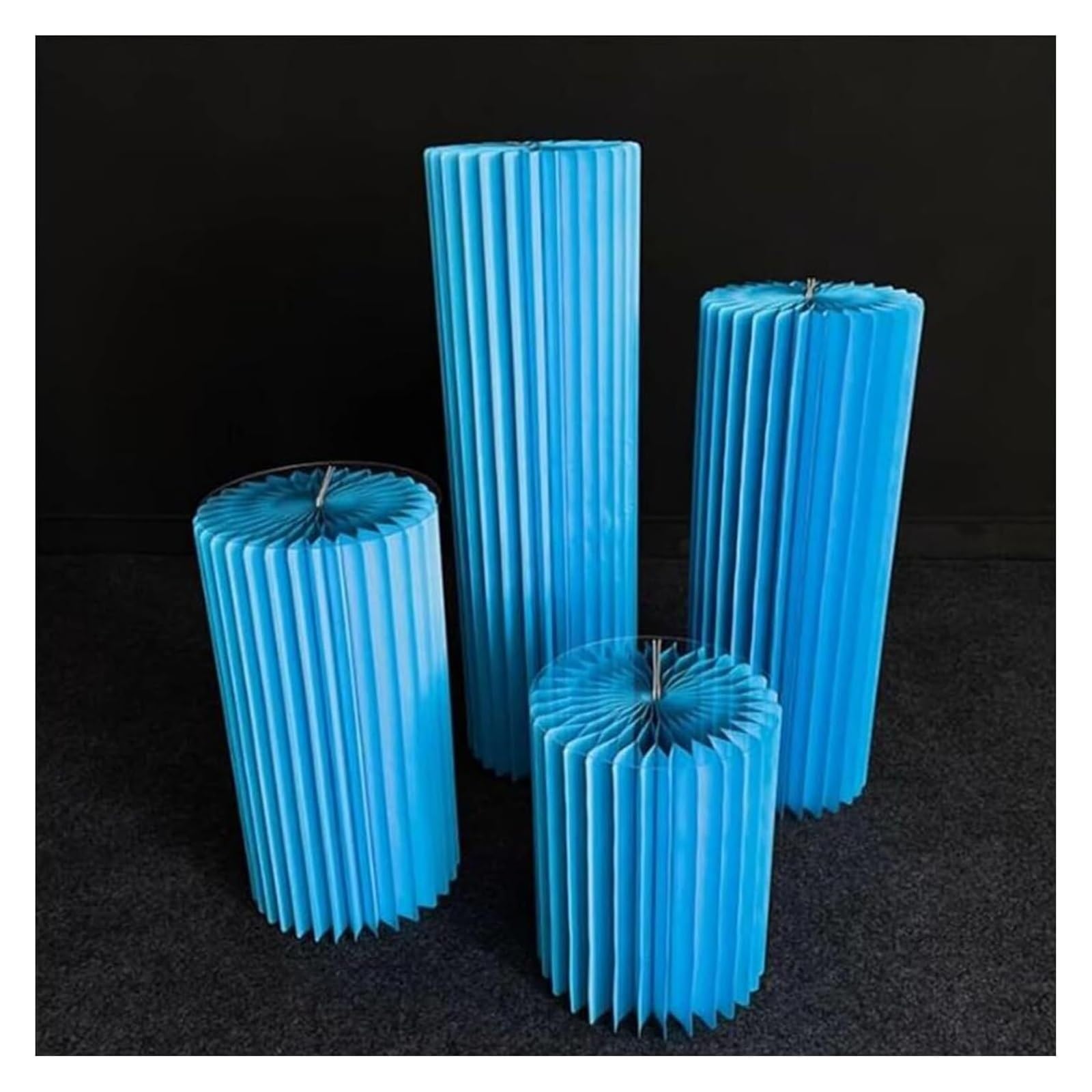 CXGfdghD plinth， Foldable Display Pedestals Stand With Acrylic Plate, Wedding Centerpiece Cardboard Roman Pillar 30cm(Blu)