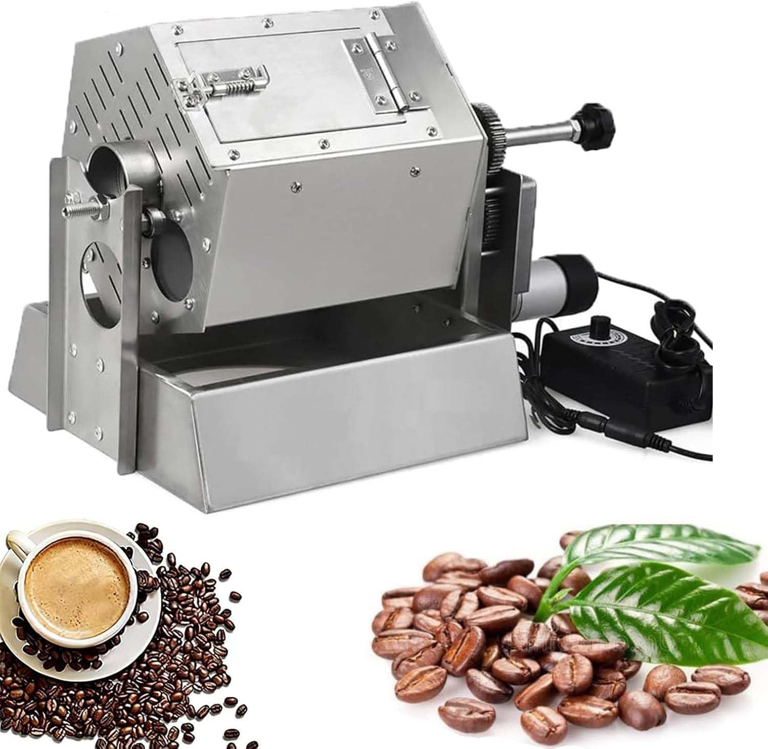 ZMJGLL Electric Coffee Bean Roaster, Commercial Drum Roasting Machine with Thermometer, 3.4L Stainless Steel Drum,Versatile Functionality