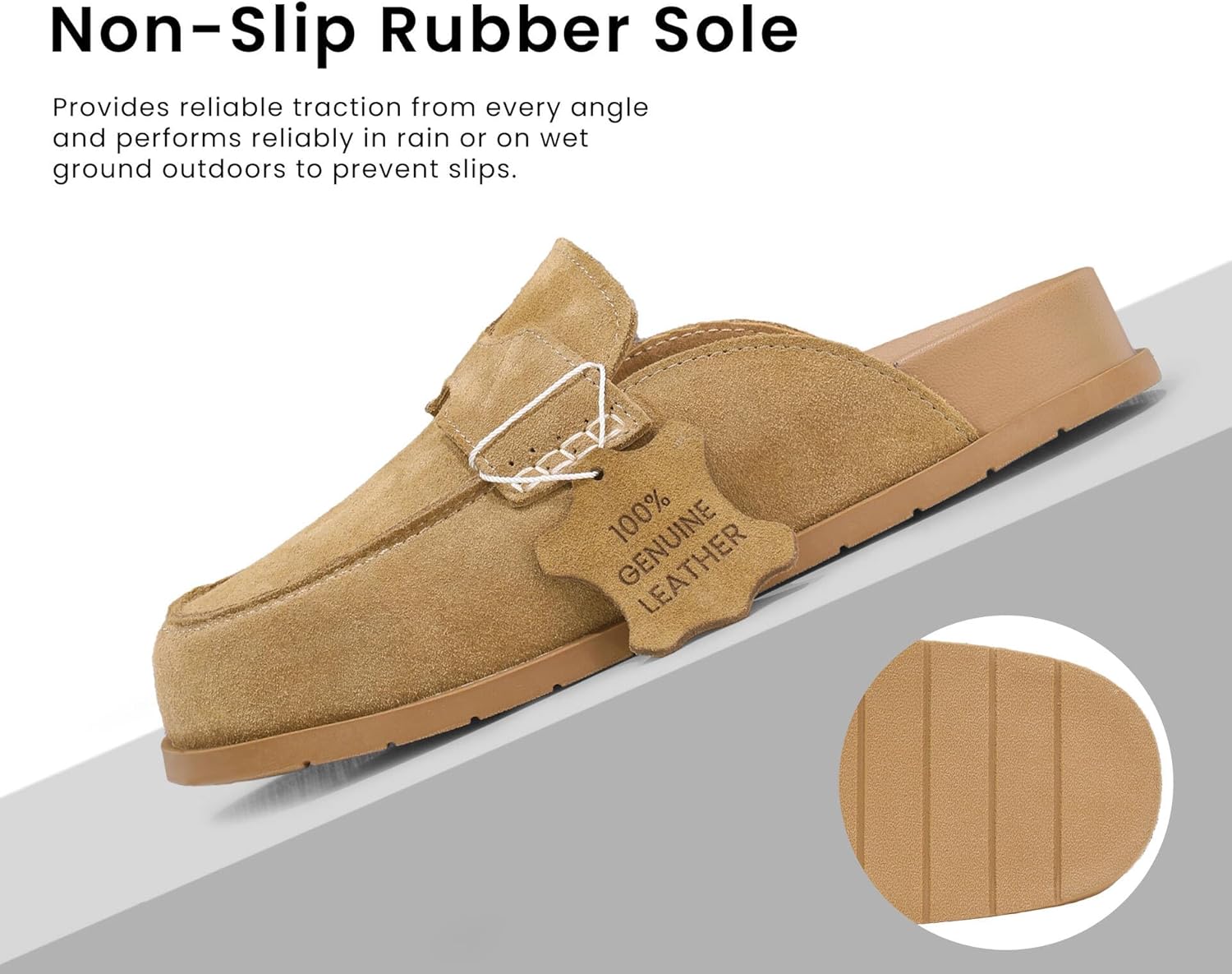 100% Genuine Leather Women's Suede Clogs Slip On Mules with Memory Foam Arch Suppor... - Image 5