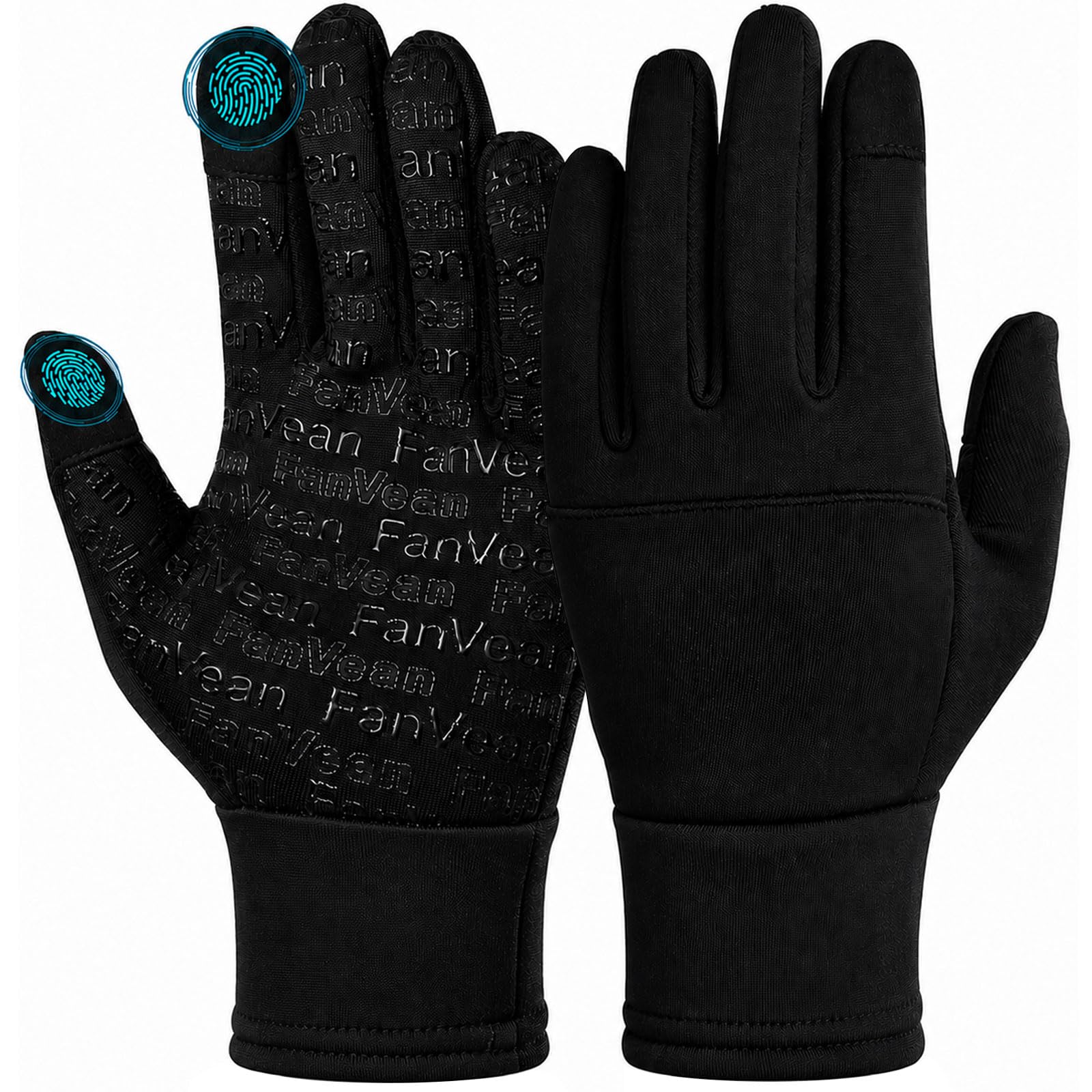 FanVean Handschuhe Winter Herren Damen: Fahrradhandschuhe winterhandschuhe Warme Touchscreen Anti-Rutsch Full Finger Handschuhfutter schwarz