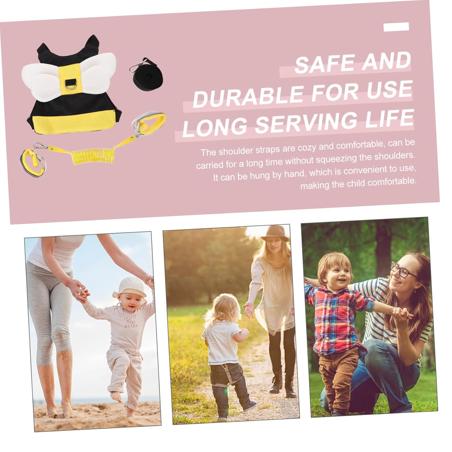 Abaodam Toddler Harness Leash Set Child Safety Walking Harness for Boys and Girls Anti-Lost Wrist Link Cute Backpack Design for Travel 1-Piece Set