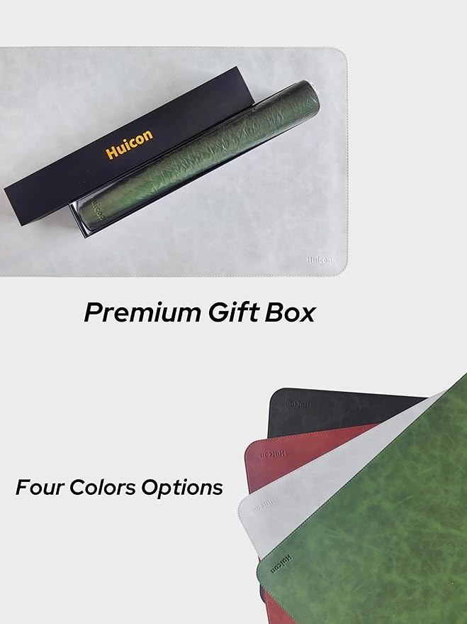 Alfombrilla de Escritorio de Cuero PU 80x40 cm, Antideslizante, Color Verde Retro miniatura 4