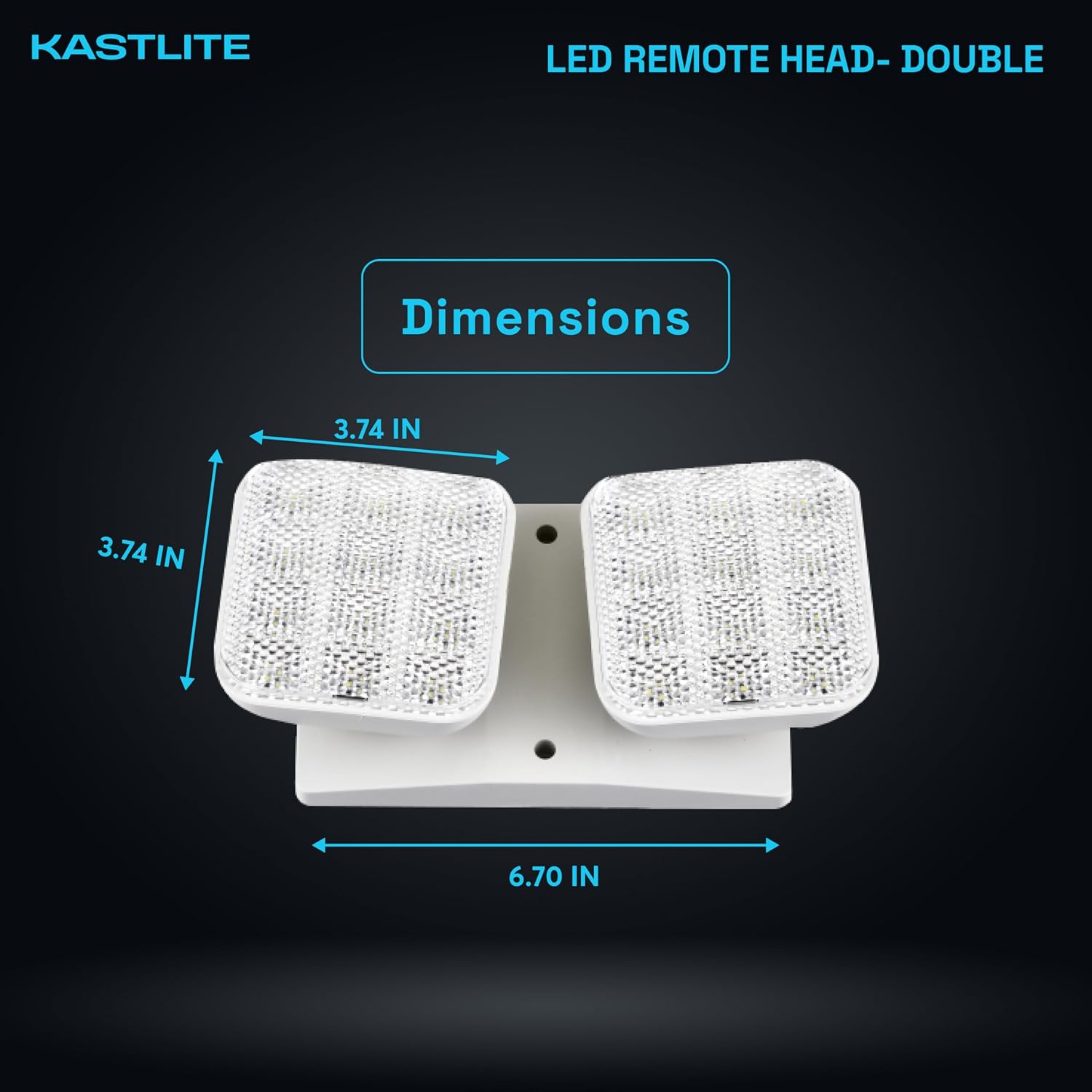 KASTLITE 2.4-Watt Indoor Adjustable Double Head Integrated LED White Emergency Remote Head, 200 Lumens | Requires Compatible Emergency Unit, 120/277V Compatible